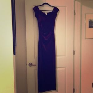 Long formal red velvet XSCAPE dress